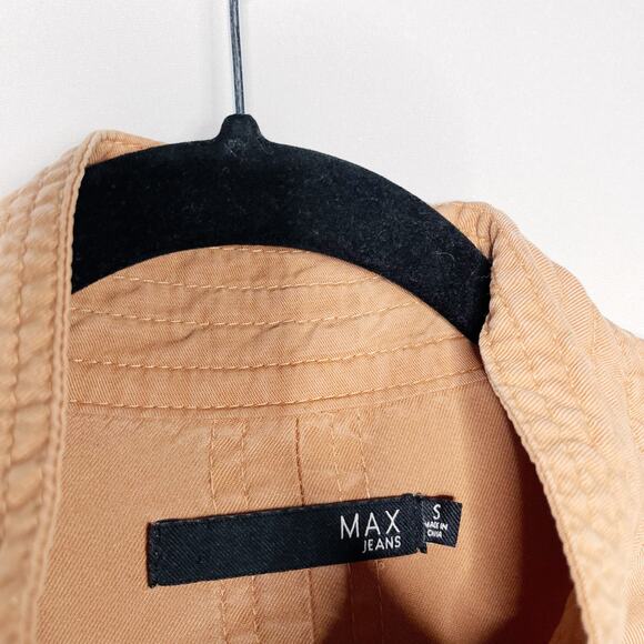 Max Jeans Small Orange Zip Front Jacket Lightweight Cinch Waist Utility Casual - Picture 8 of 13